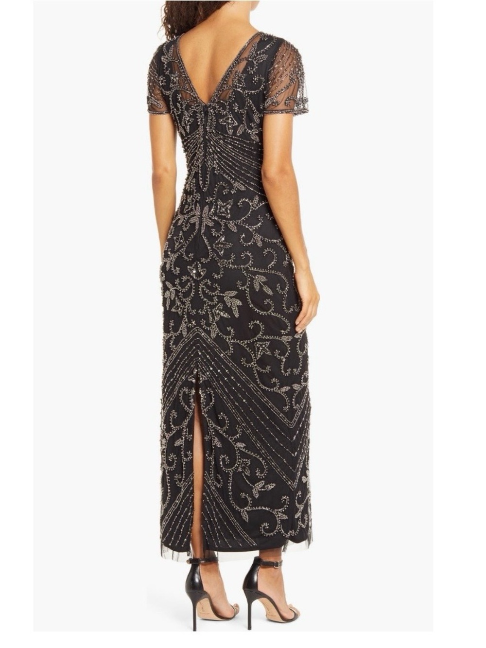 Pisarro Nights Black Maxi Dress with Mercury Beading - Picture 2 of 13